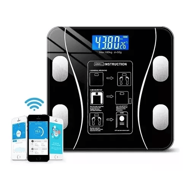 Balanza Para Baño De 180kg Inteligente Con Bluetooth Y App Smart 1
