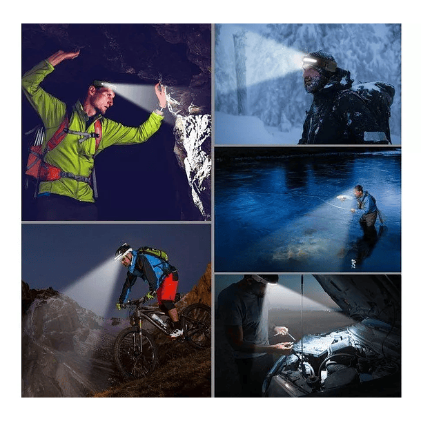 Lampara Linterna De Uso Frontal Con 5 Leds Recargable 3