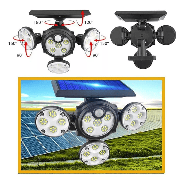 Foco Led Solar Recargable Exterior Con Sensor De Movimiento 2
