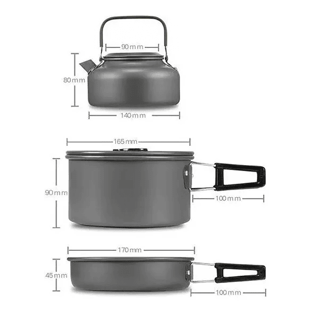 Set De Ollas Outdoor Camping Utensilios Ds-308 2