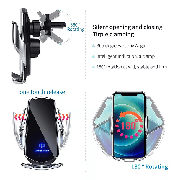 Cargador Inalámbrico Para Auto, Soporte Inteligente 2