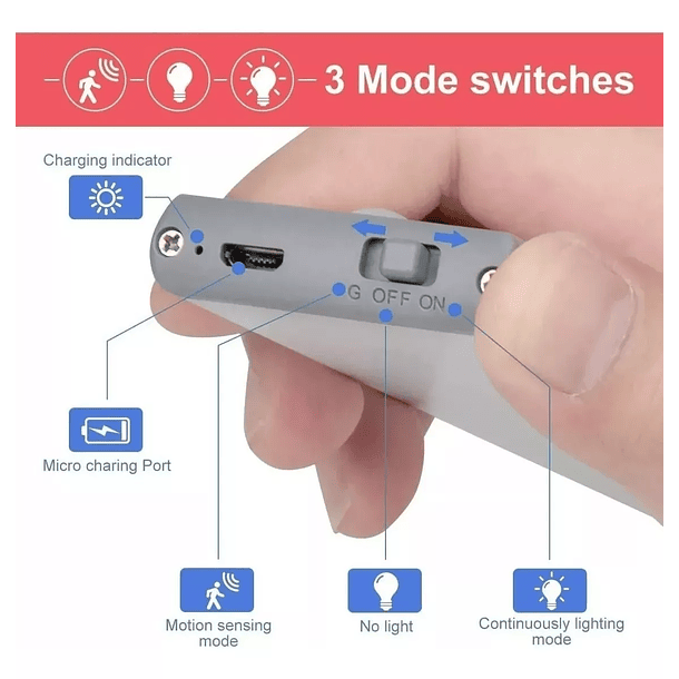 Luz Barra Led Recargable Con Sensor De Movimiento Multiuso 4