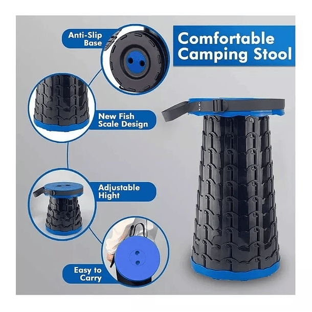 Taburete Telescopico Asiento Camping Multiuso 3