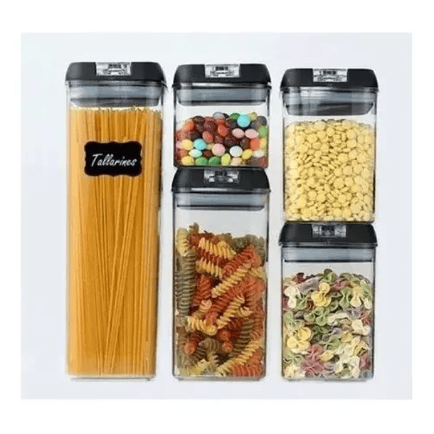  Pack  De 5 Recipientes Herméticos Cereales Alimentos Cocina 1