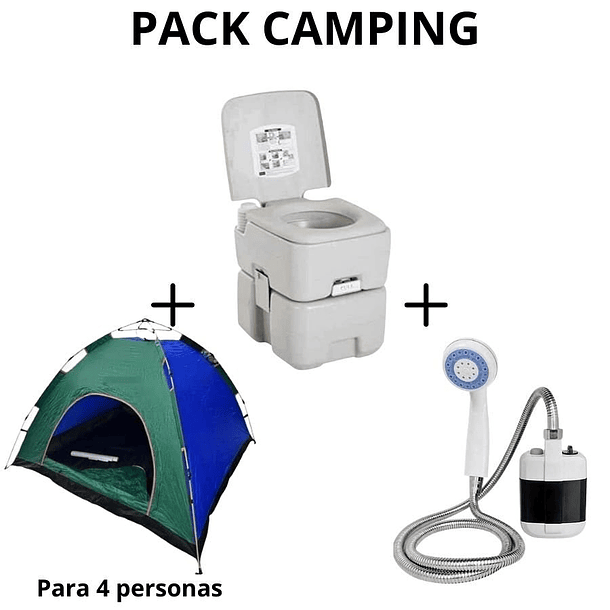 Kit Camping Carpa 4 personas + Baño Portatil + Ducha Regadera