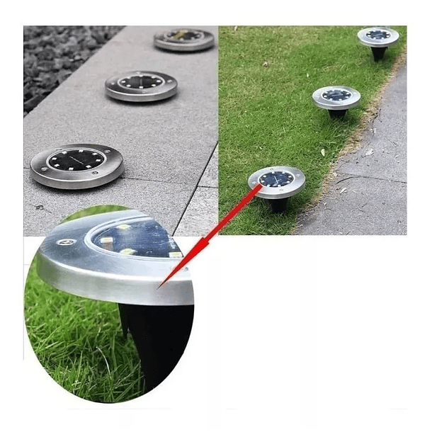 Set 4 Focos Led Carga Solar Para Jardín Con Estaca 4