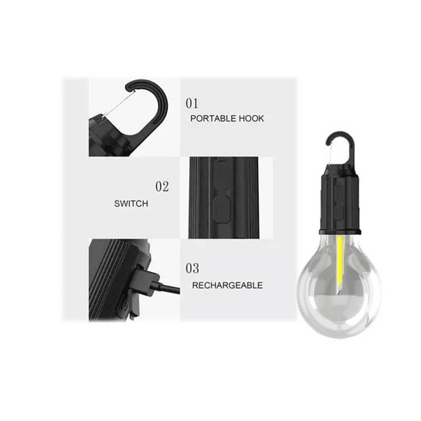 Pack 2 Lampara Ampolleta Recargable Usb Para Interior Exterior Y Camping  4