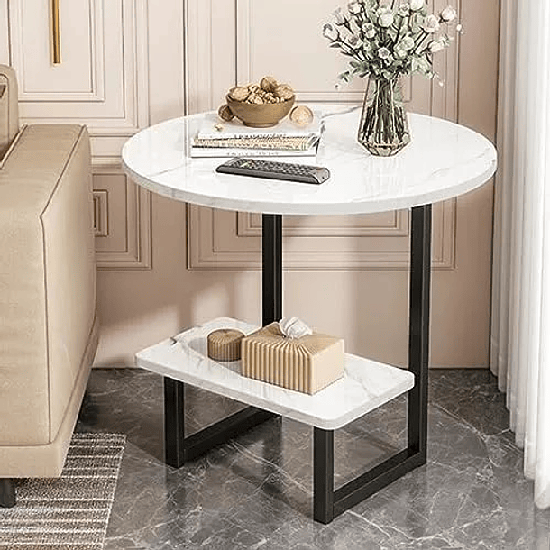 Mesa Auxiliar De Mármol Para Sofá Mesa Esquinera De 2 Nivel TN 10244 2