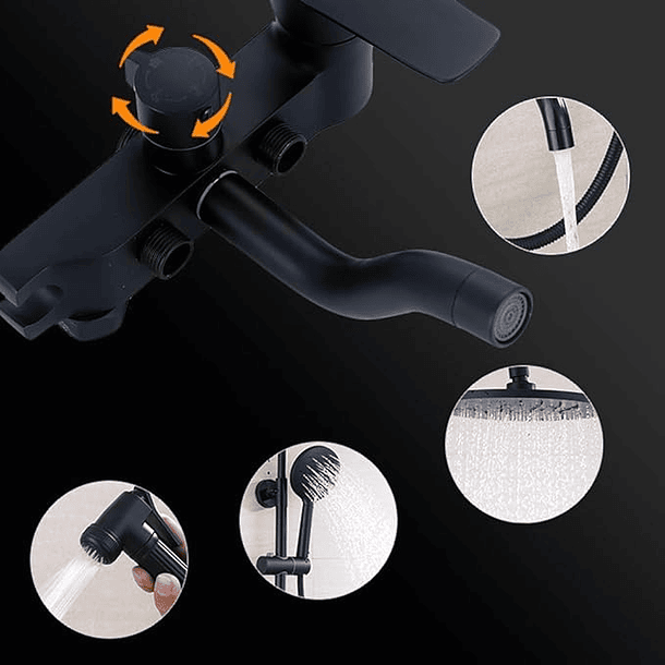 Columna De Ducha Negro 4 Salidas De Agua Cabezal Shower 9