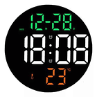 Reloj De Pared Digital Redondo Led Grande Control Remoto 9''  2