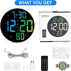 Reloj De Pared Digital Redondo Led Grande Control Remoto 9''  3
