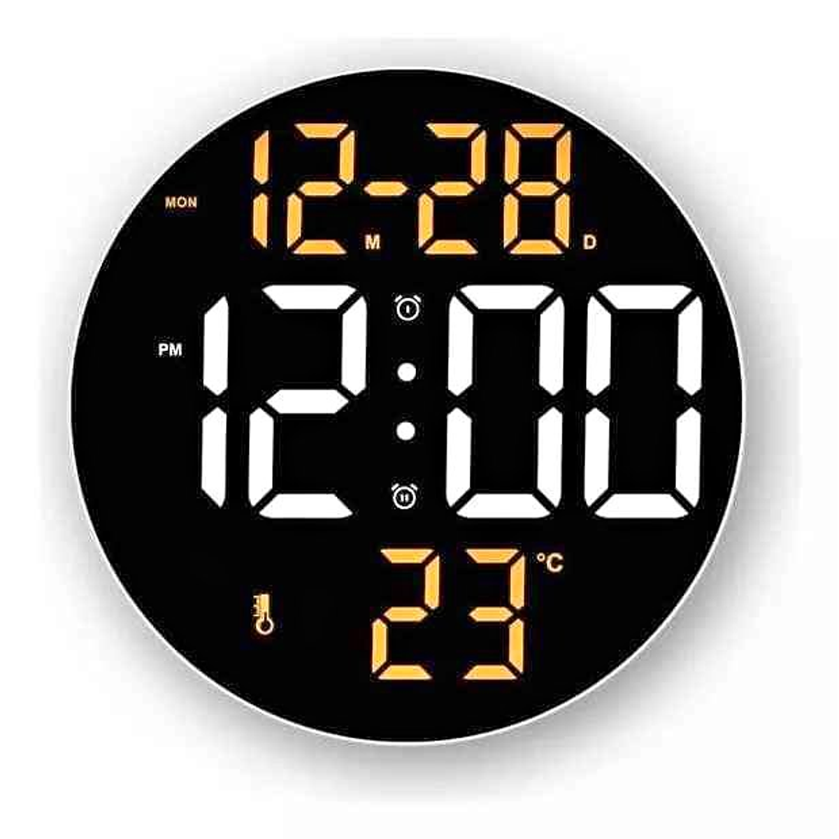 Reloj De Pared Digital Redondo Led Grande Control Remoto