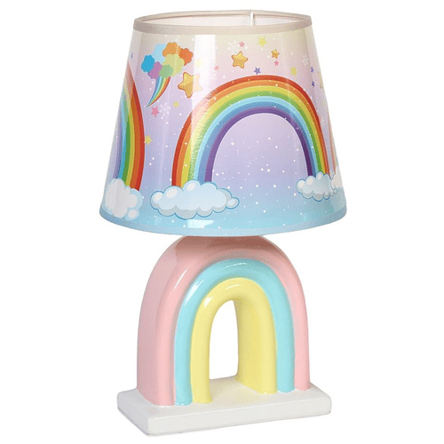 Lámpara De Mesa Velador Ceramica Niños Arcoiris