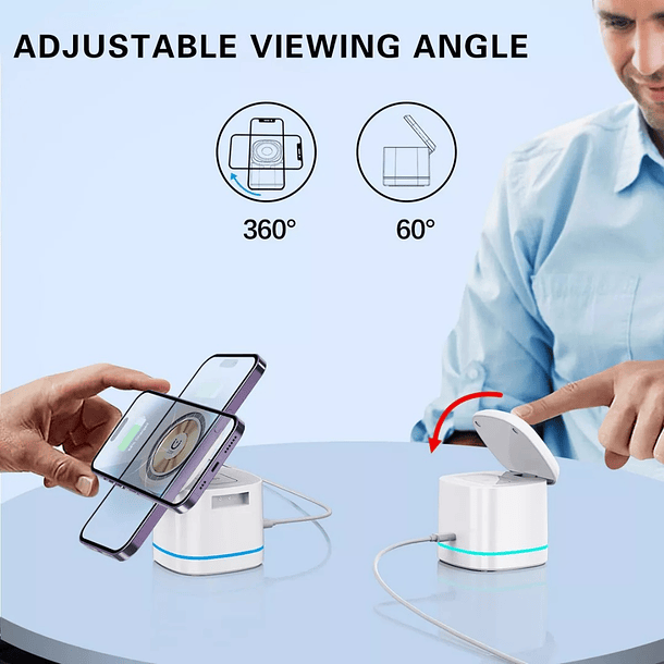 Cargador Inalámbrico 3 En 1 Magnético Vidvie Portátil 15w  7