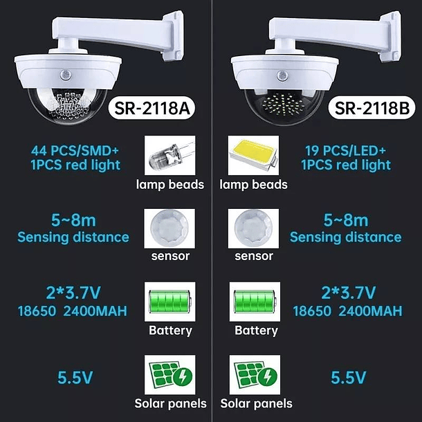 Foco Solar Led Tipo Camara Con Sensor De Movimiento SR-2118A/2118B 5
