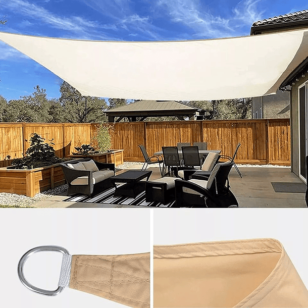  Toldo Vela De Sombra Rectangular Para Patio Jardín 2x3 M SKU: CN  5