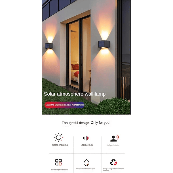 Aplique Luz Led De Pared Para Exteriores Impermeable Sensor  7