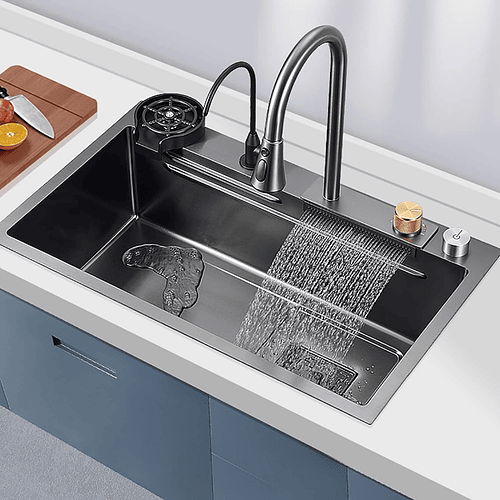 Fregadero De Cocina Cascada De Acero Inoxidable 75 X 45