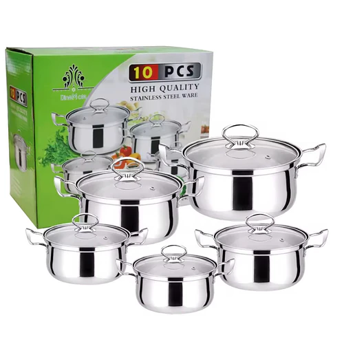 Juego Set De Ollas 10 Piezas Acero Inoxidable Antiadherente 