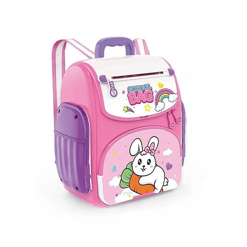 Alcancía Infantil Mochila Electrica + Sensor De Huella Rosa