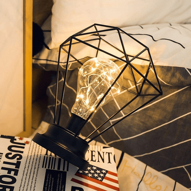 Lampara De Mesa Metal Diseño Geométrico Decorativa Hogar 3