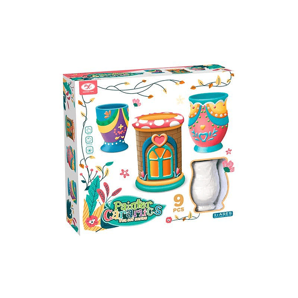 Set Juego De Tazas Ceramica 9pcs Para Pintar Niños 2