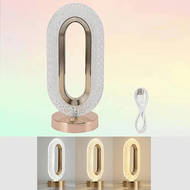 Lámpara De Mesa Led De Cristal Recargable Usb Decorativa 2