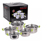 Juego Set De 5 Ollas Cacerolas Con Tapa Acero  Inoxidable CH  1
