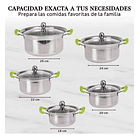 Juego Set De 5 Ollas Cacerolas Con Tapa Acero  Inoxidable CH  2