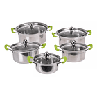 Juego Set De 5 Ollas Cacerolas Con Tapa Acero  Inoxidable CH  5