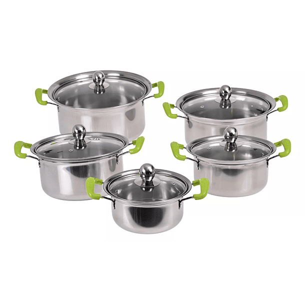 Juego Set De 5 Ollas Cacerolas Con Tapa Acero  Inoxidable CH  5