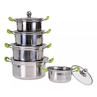 Juego Set De 5 Ollas Cacerolas Con Tapa Acero  Inoxidable CH  6
