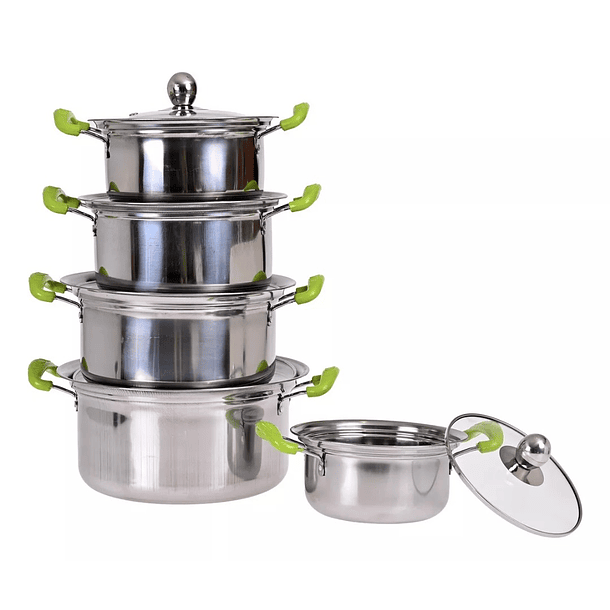 Juego Set De 5 Ollas Cacerolas Con Tapa Acero  Inoxidable CH  6