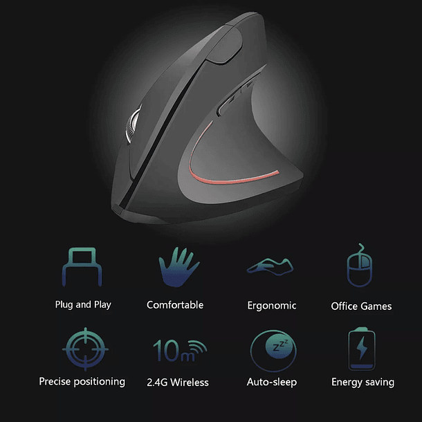 Mouse Vertical Inalambrico Usb Ergonomico Recargable 2