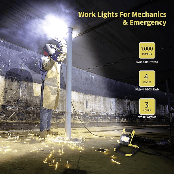 Lampara Led De Trabajo Recargable Con Tripode Reflector 6