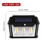 Lampara De Pared Solar 3 Focos Luz Led Impermeable 3w 4