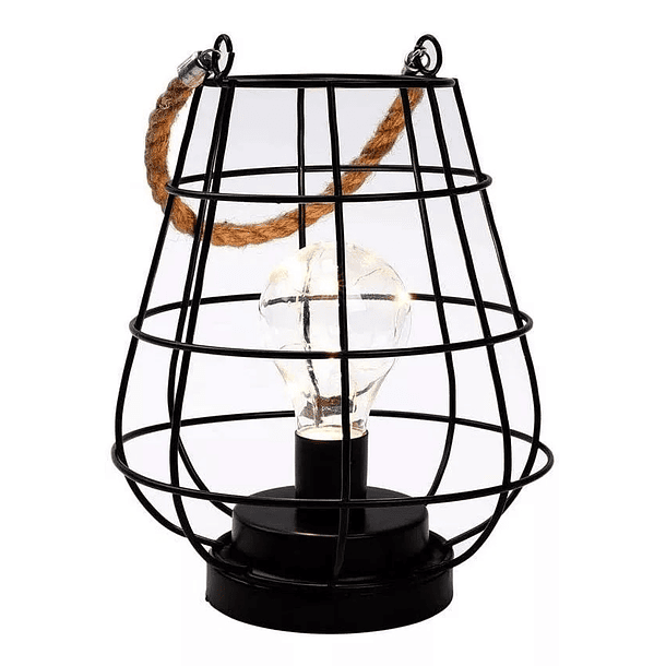Lampara Colgante Fierro Luz Led Decorativa Portatil Cuerda 1