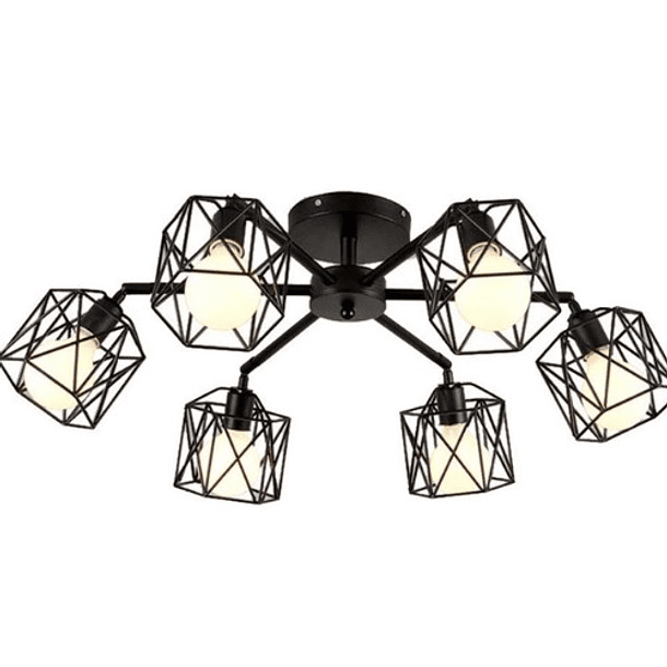 Lámpara De Techo Retro Araña De Hierro 6 Ampollas Candelabro 1