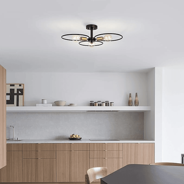 Lampara Colgante De Techo 3 Focos Vintage Semiempotrada 2