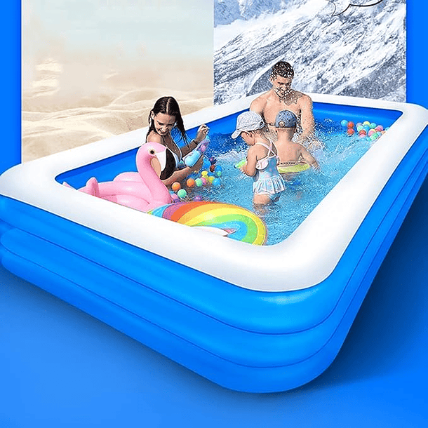 Piscina Inflable Rectangular 305x183x66cm Niños Verano  6