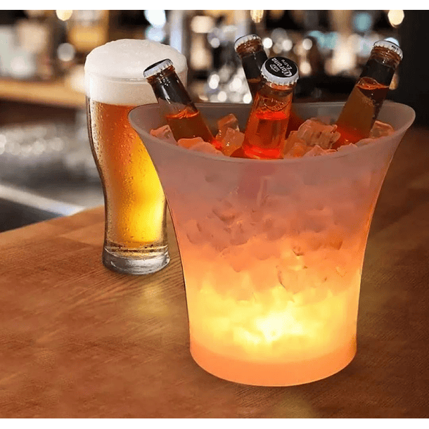 Hielera Luz Led Con Usb Recargable Color Blanco Liso 5L  6