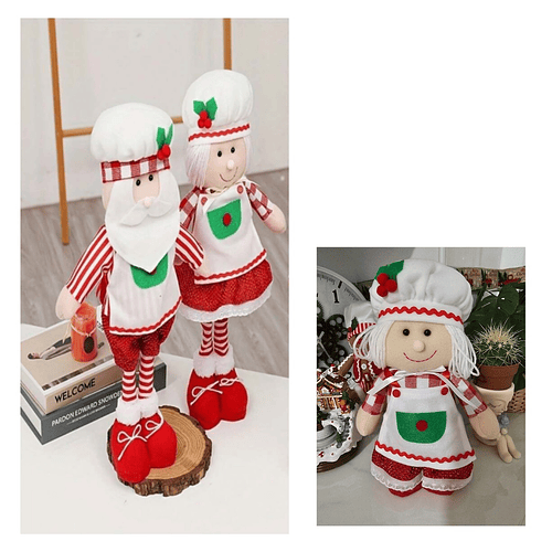 Set X2 Muñecos Viejo Vieja Pascueros Patas Largas Navidad