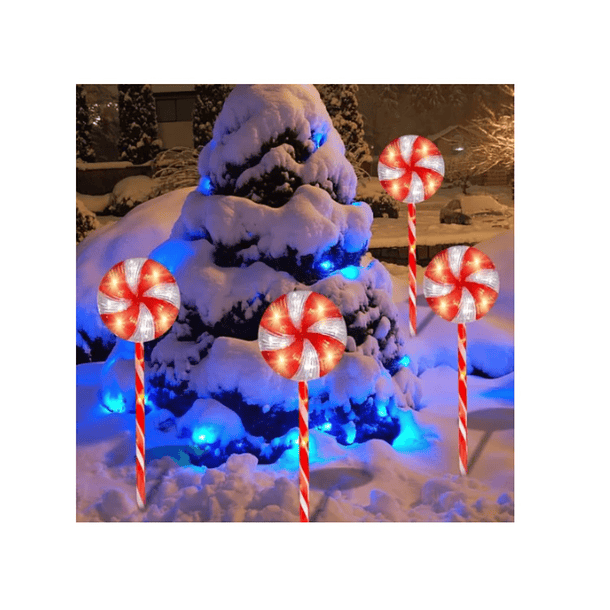 Pack X5 Bastones Luces Candy Caramelos Navideños Solar 45cm  TC  5