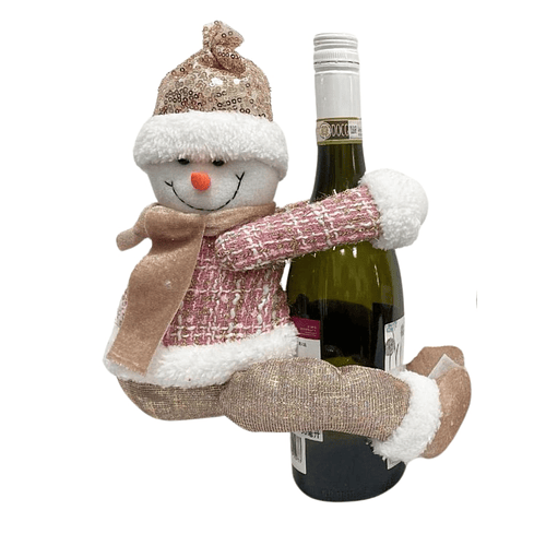 Adorno Navideño Para Botella Muñeco De Nieve Viejo Pascuero