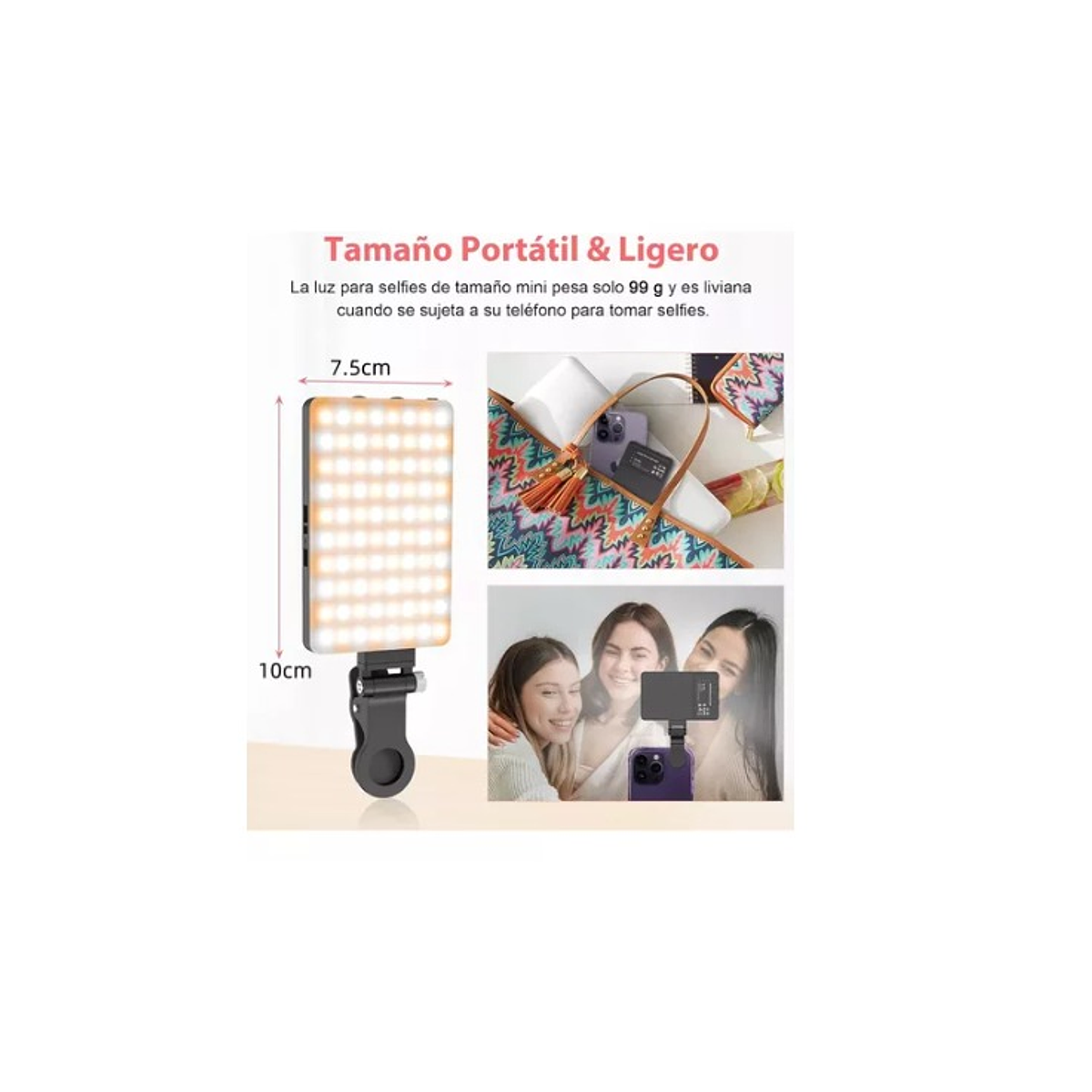 Luz Led Selfie Adaptable Portatil Celular Notebook iPhone An