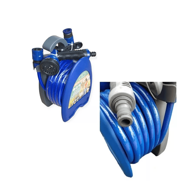 Kit De Riego Lavado Manguera Con Soporte Y Pistola 10 Metros 2