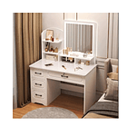 Tocador Con Espejo Luz 80x40x137cm Color Blanco con silla  NL-3138 1