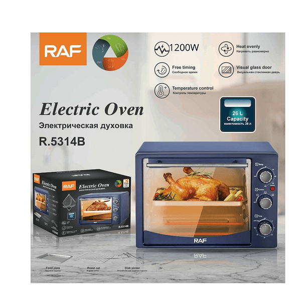 Mini Horno Eléctrico 20l Raf Azul R-5314b MD  2