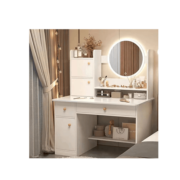 Tocador Madera Espejo Con Luz Y Cajones Homer 80x40x130cm NL- 3137 1