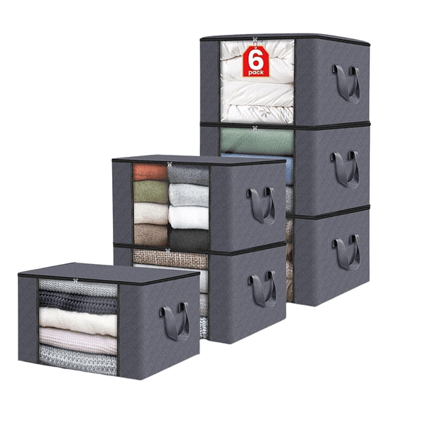 6 Unidades Organizador De Bolsas Almacenamiento De Ropa Gris TN  1
